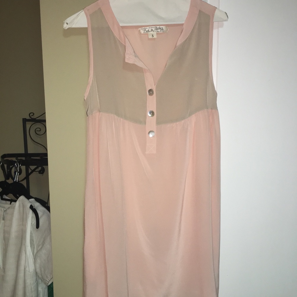 Pink/Tan Button Dress/Top